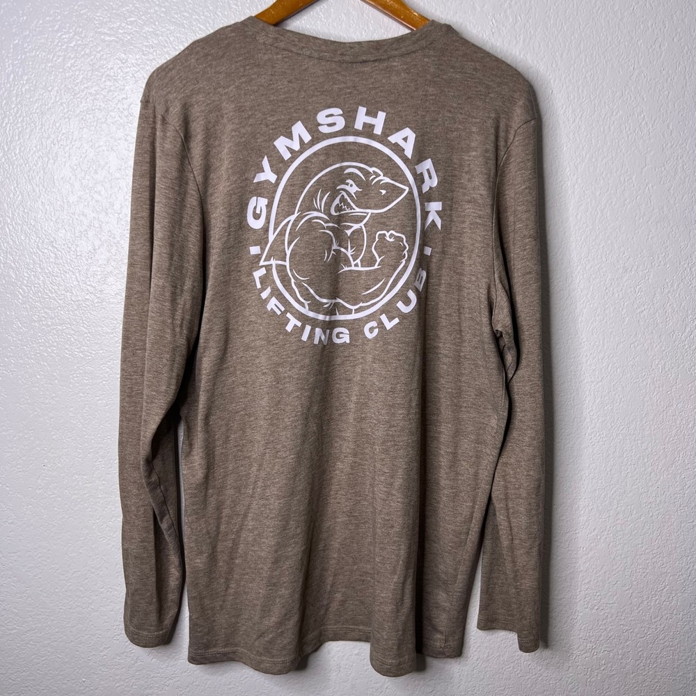 Gymshark Legacy Lifting Club Long Sleeve T-Shirt Mens XL Heather Brown A2A1G - Picture 4 of 7